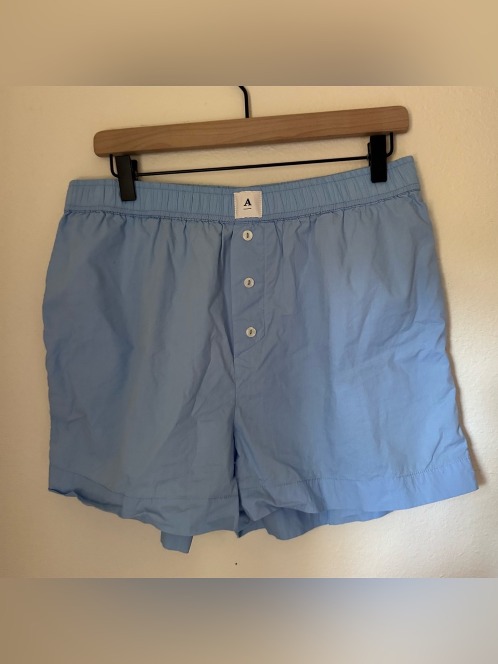 Anthropologie Light Blue Button-Front Cotton Boxer Style Shorts Size Medium